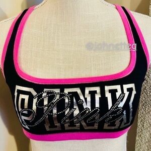 PINK VICTORIA'S SECRET Cotton Dorm Unlined Racerback Bling VIRAL Bralette LARGE